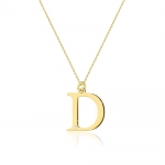 Zawieszka złota litera D z łańcuszkiem