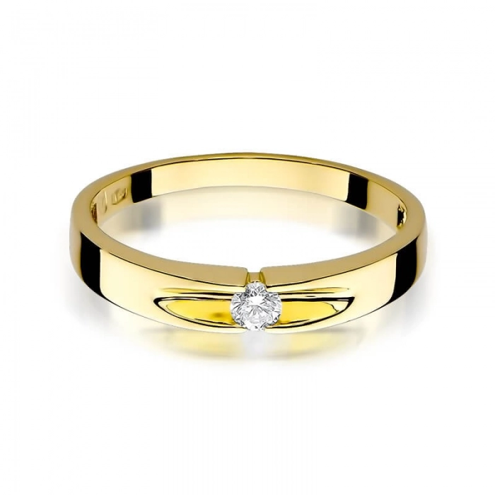 Pierścionek zaręczynowy żółte złoto z białym brylantem