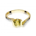 Złoty pierścionek z brylantami i cytrynem