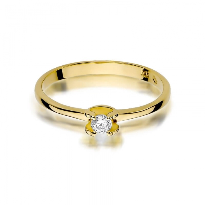 Elegancki pierścionek zaręczynowy złoty z brylantem