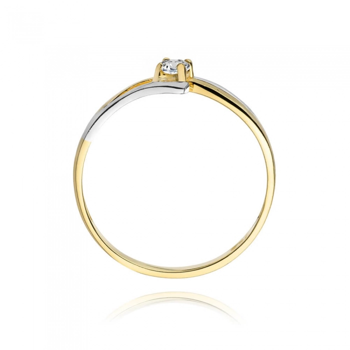 Nowoczesny pierścionek z brylantem żółte złoto